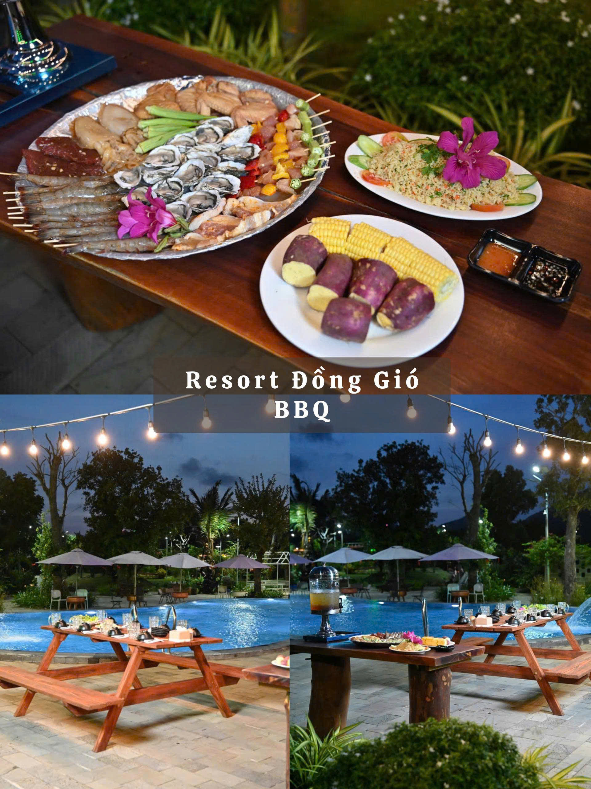 Không gian BBQ bên hồ bơi